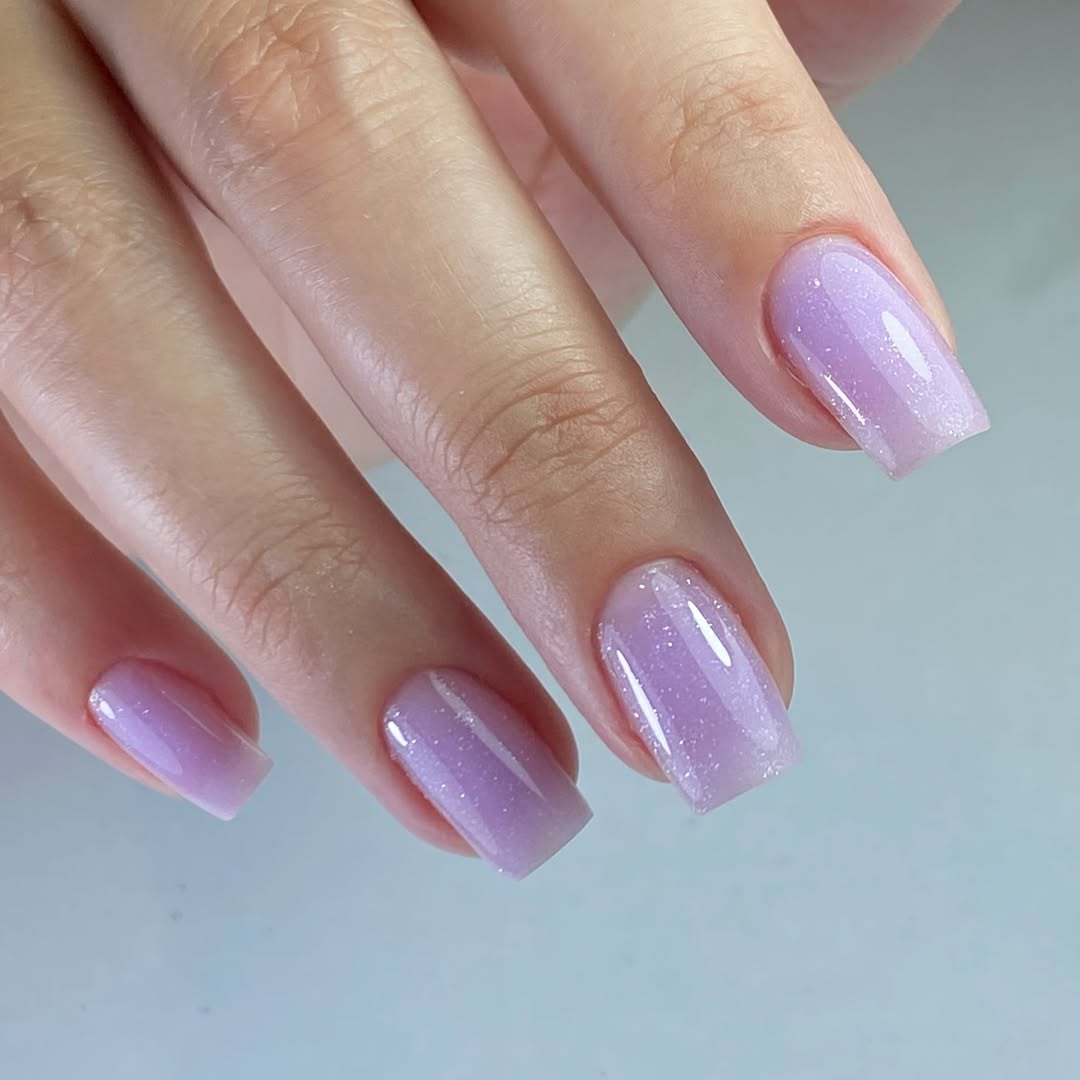 Dreamy Lilac Milky Shimmer Square Nails