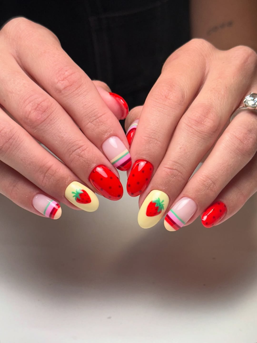 Fun Strawberry Fruit Mix and Match Summer Nails