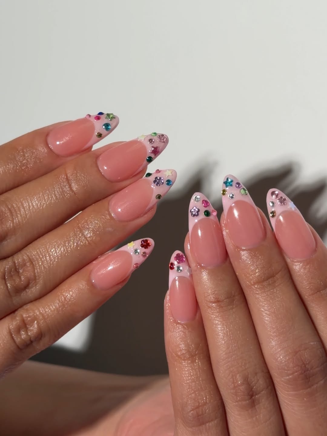 Glamorous Rhinestone Coffin French Tips