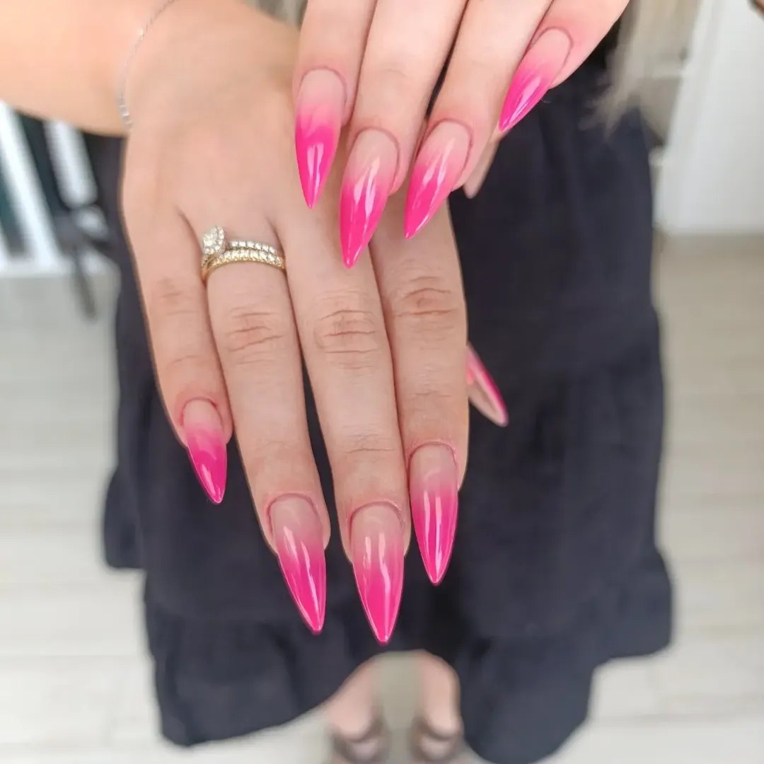 Hot Pink Ombre Stiletto Acrylics