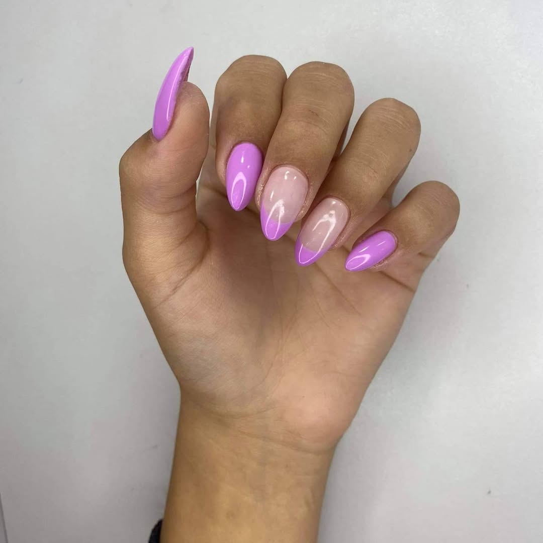 Lavender Jelly Ombré Almond Nails