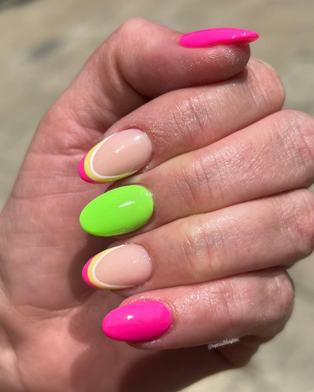Neon Pink and Green Alternating Oval Tips