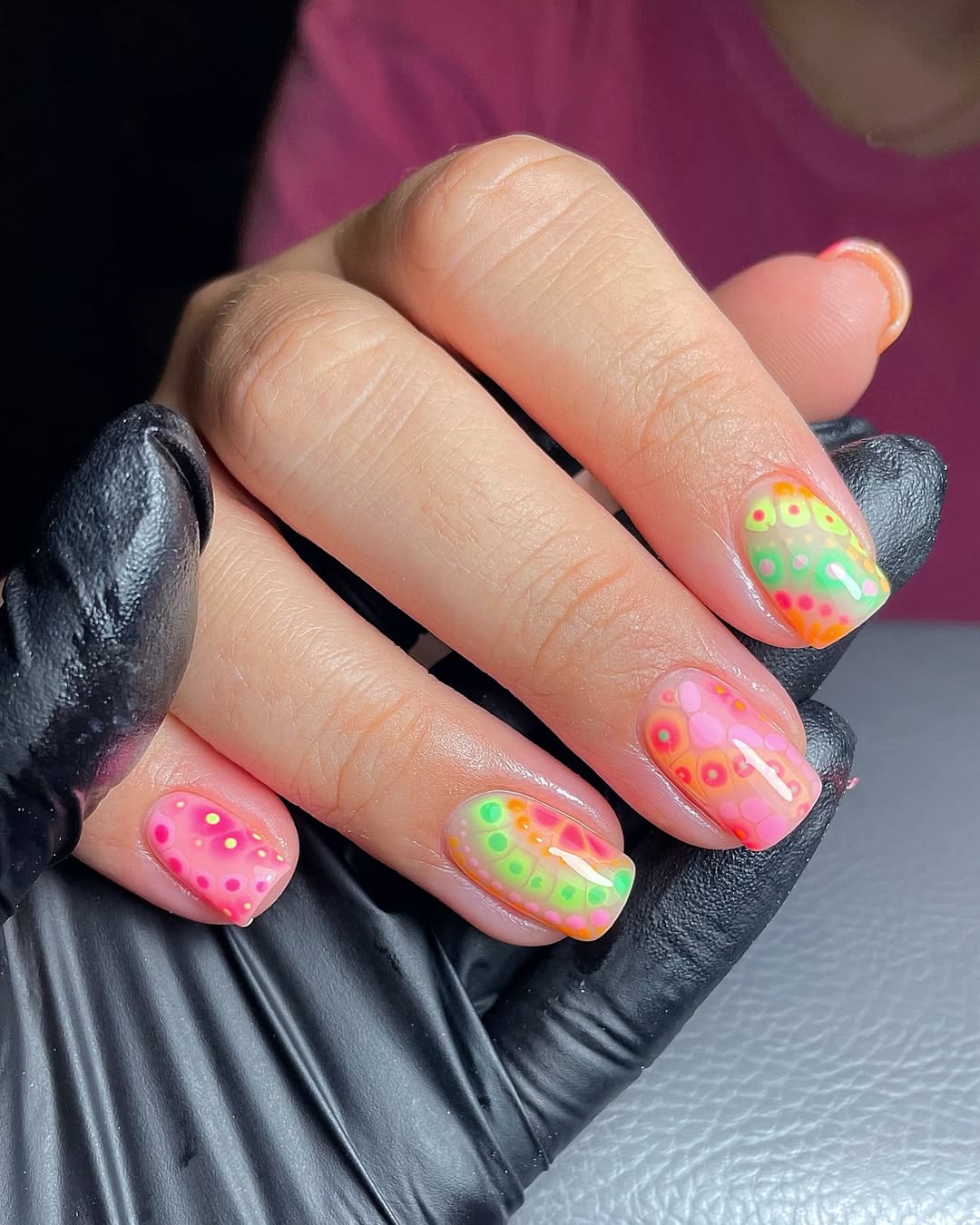 Neon Pink and Green Jelly Dot Art
