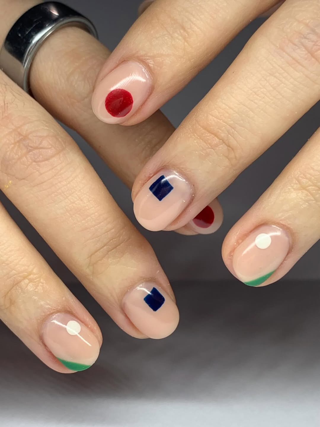 Nude Gel Nails With Playful Minimalist Art