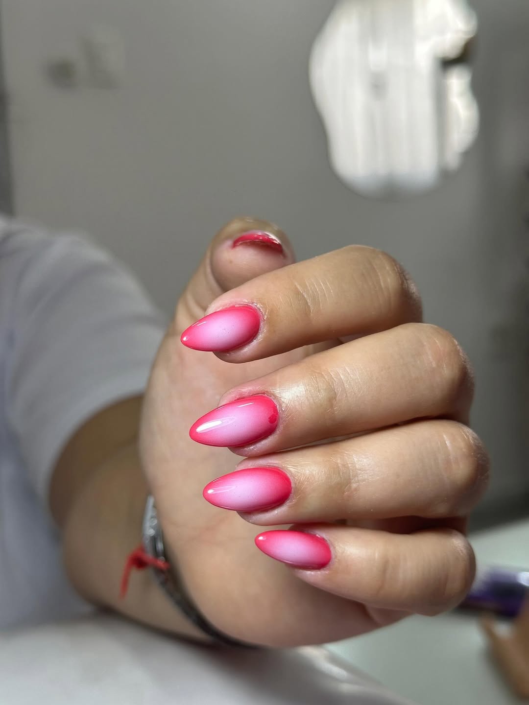 Ombré Hot Pink Almond Nails