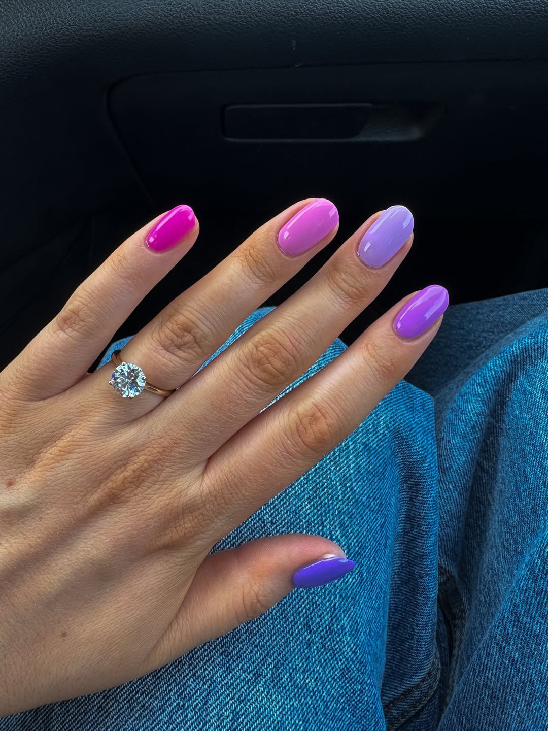 Ombre Purple Gel Nails Glossy Medium Oval