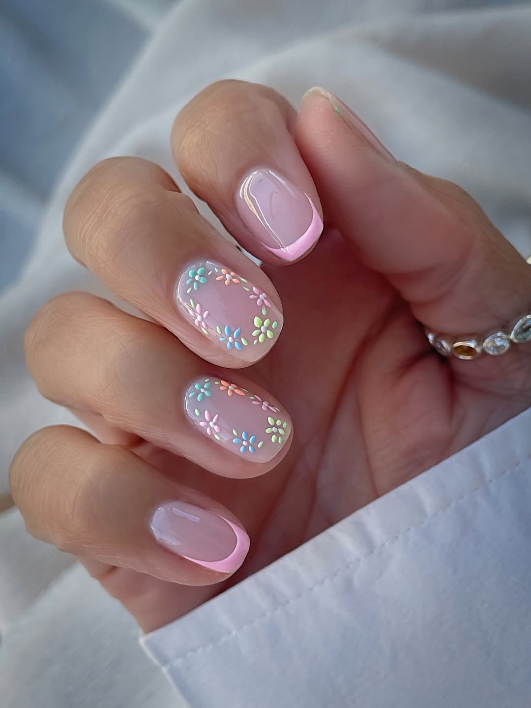 Pastel Floral Tips and Accent Nails