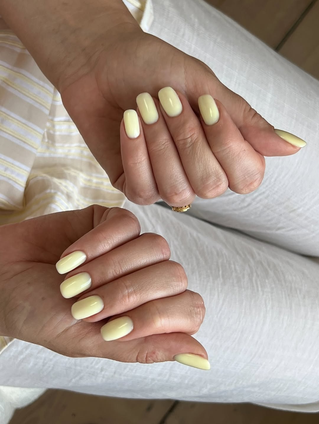 Pastel Lemon Yellow Glossy Oval Nails