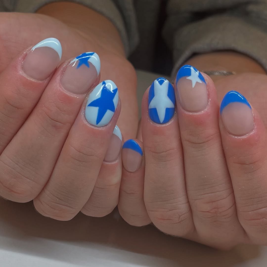 25 Patriotic Nail Ideas for 2026 You’ll Love 4 Patriotic Blue Star French Tips