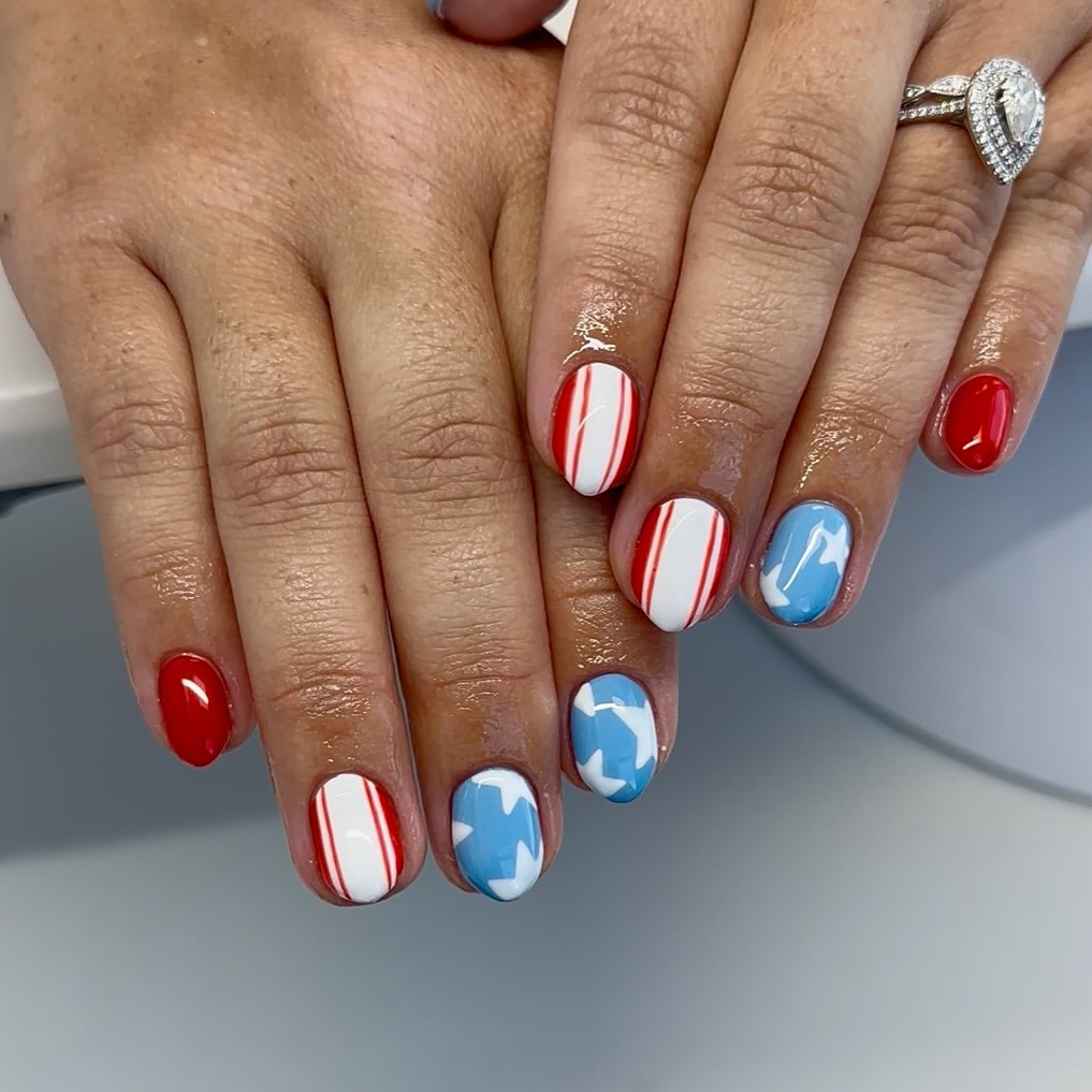 Patriotic Playful Red White Blue Stripes and Stars