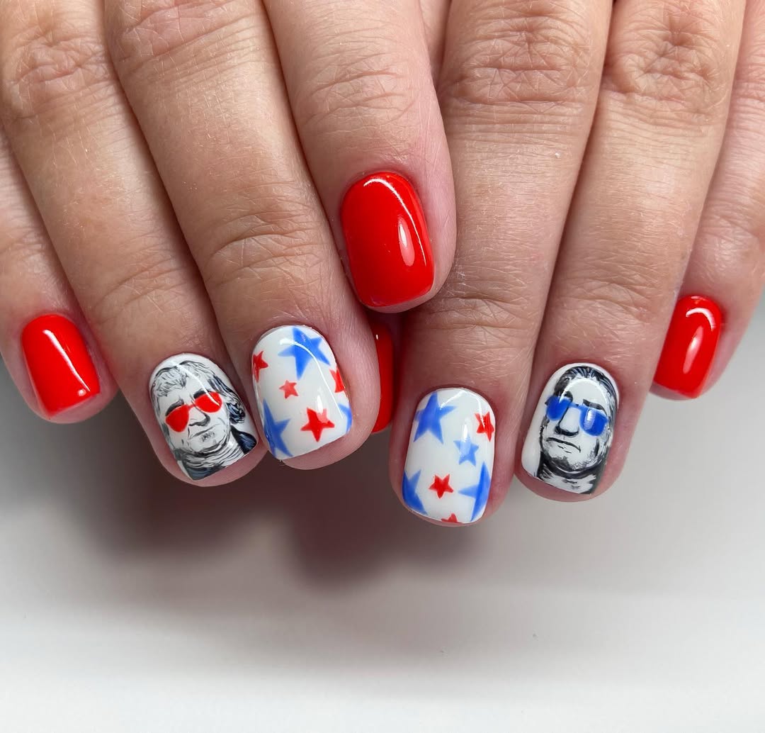 Patriotic Red White and Blue Founders Nails