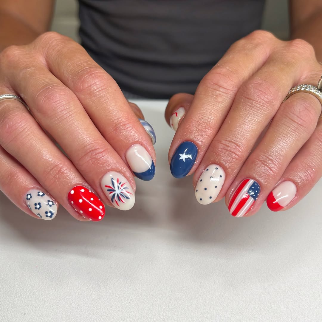 Patriotic Red White Blue Mix and Match Art