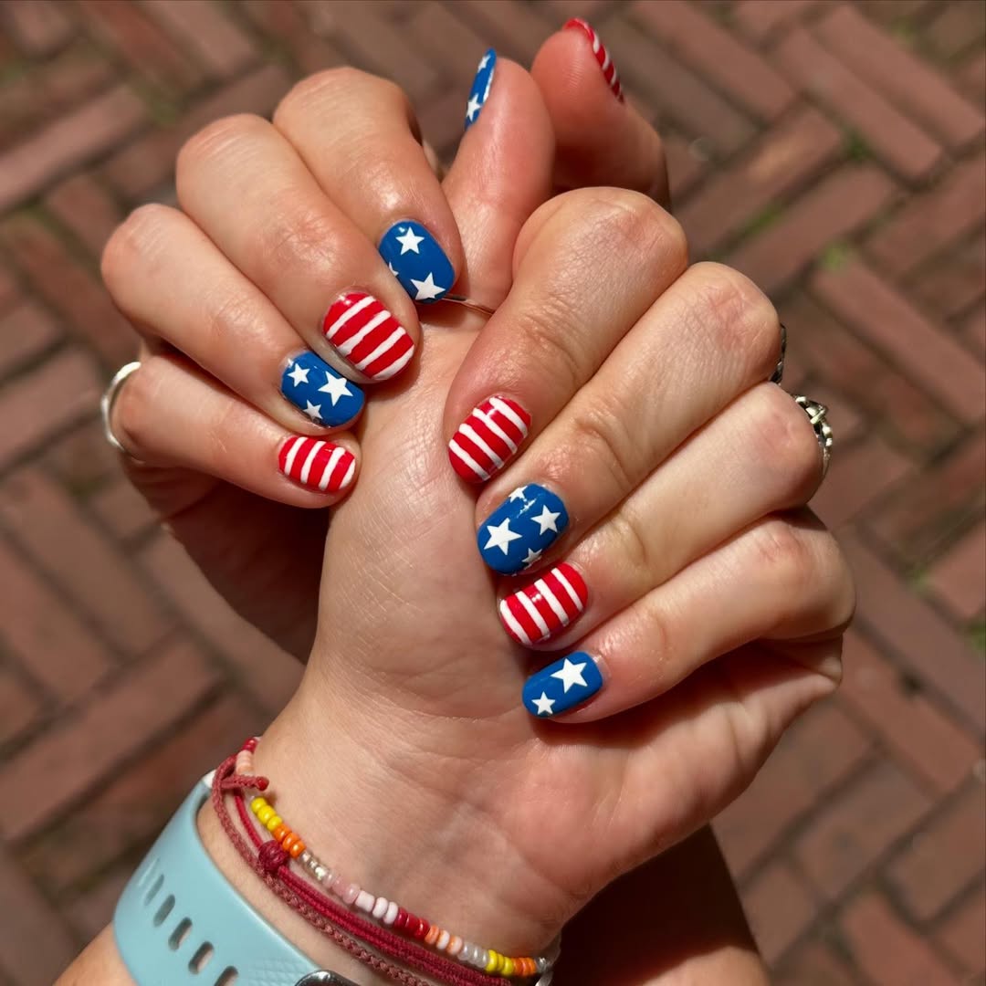 25 Patriotic Nail Ideas for 2026 You’ll Love 23 Patriotic Red White Blue Stars Stripes Manicure