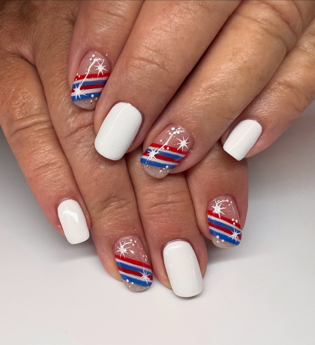 25 Patriotic Nail Ideas for 2026 You’ll Love 24 Patriotic Red White Blue Striped Accent Nails