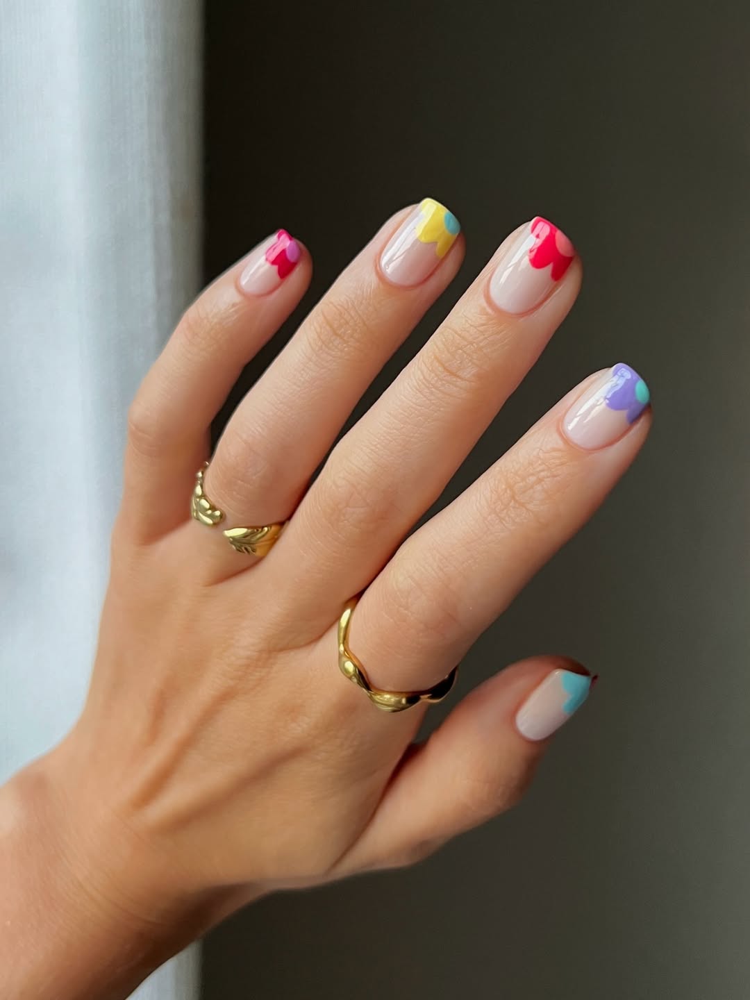 Playful Pastel Wavy French Tip Nails