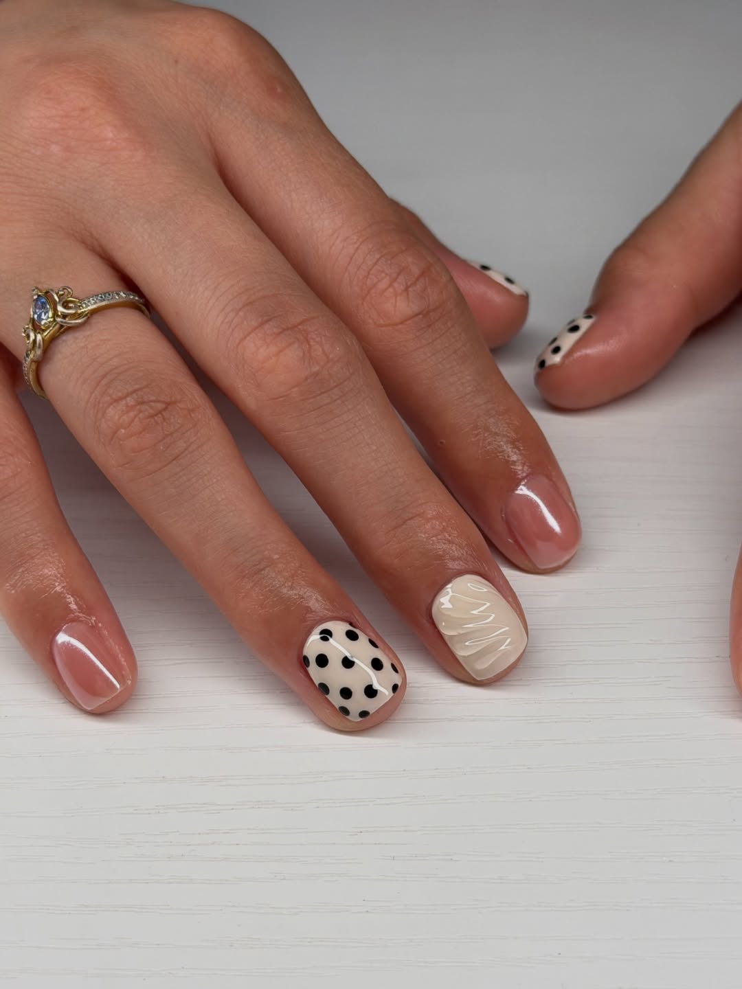 Playful Polka Dot Swirl Short Squoval Nails