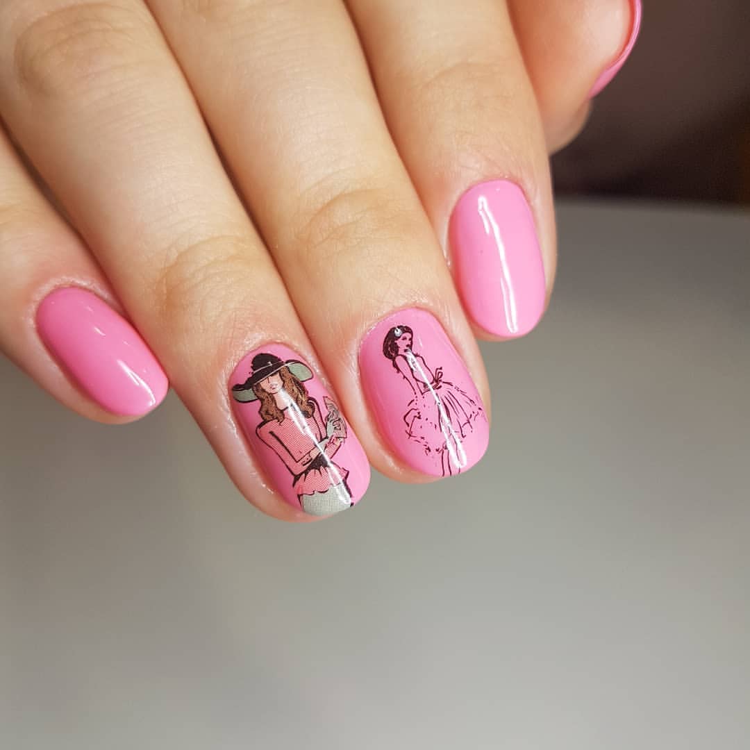 Pretty Pink Glamour Girl Decal Nails