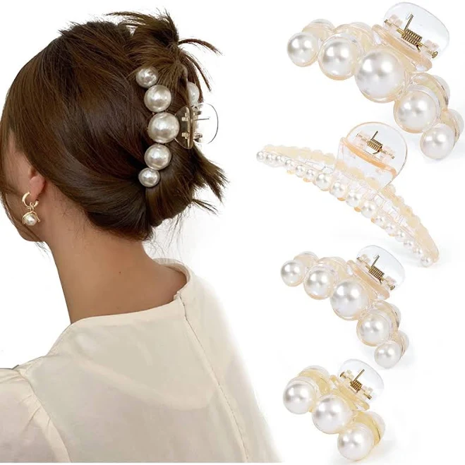 tool 4 PCS Large Pearl Hair Claw Clips eBay - haza5522 $11.34