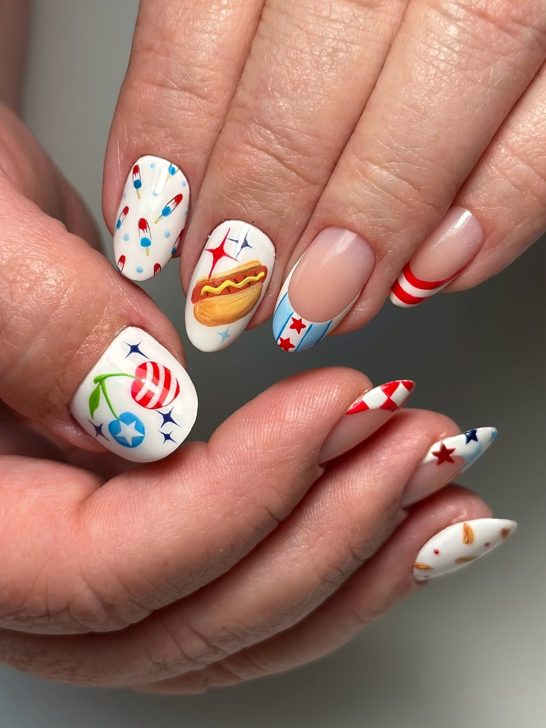 24 Red White Blue Nails You Need for 2026 17 Red White Blue Americana Foodie Nails