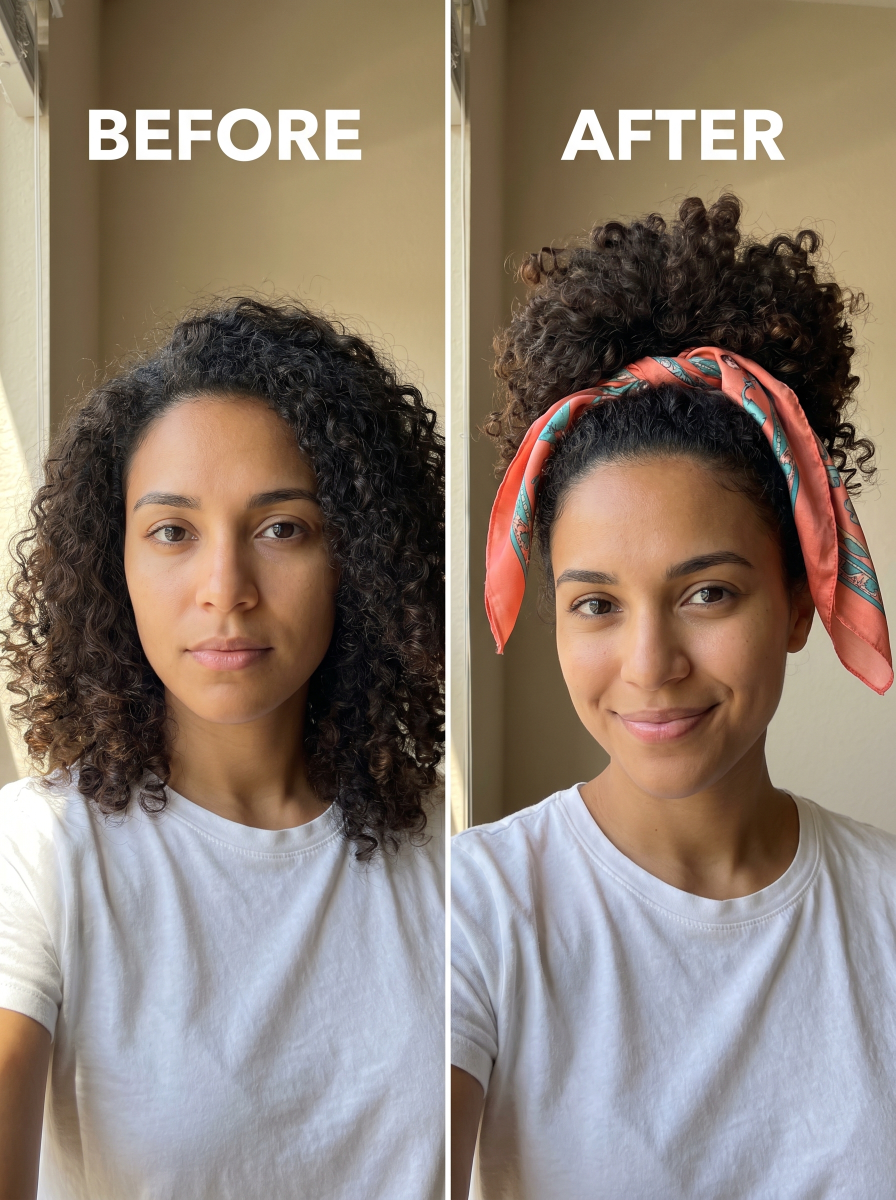 Pineapple Updo with Silk Scarf — summer hair curly ideas 2026 inspiration