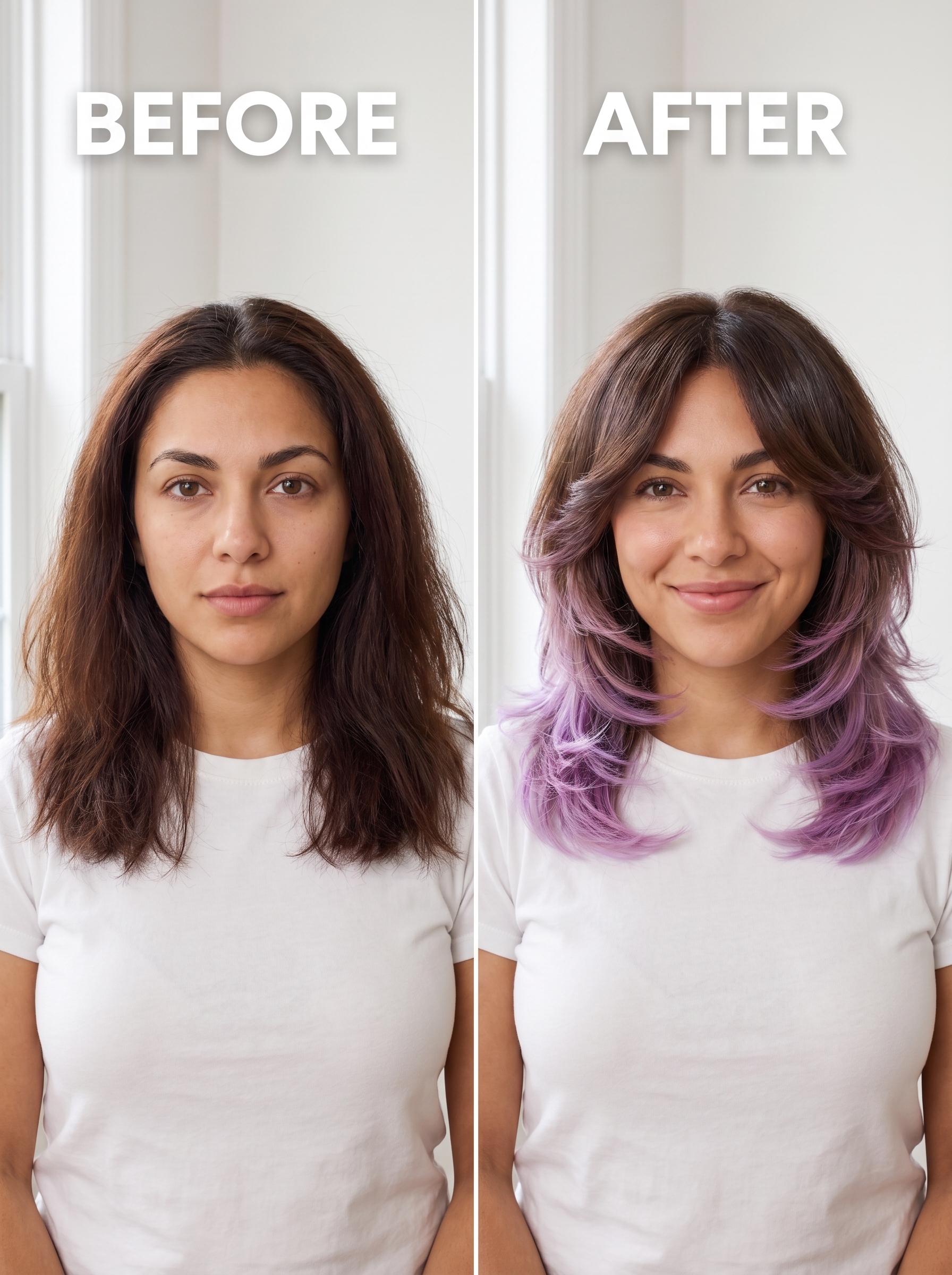 A playful Butterfly Shag with Pastel Tips, featuring lavender and mint colors, a maximalist style for summer hair cute colors 2026, ideal for festivals and parties.