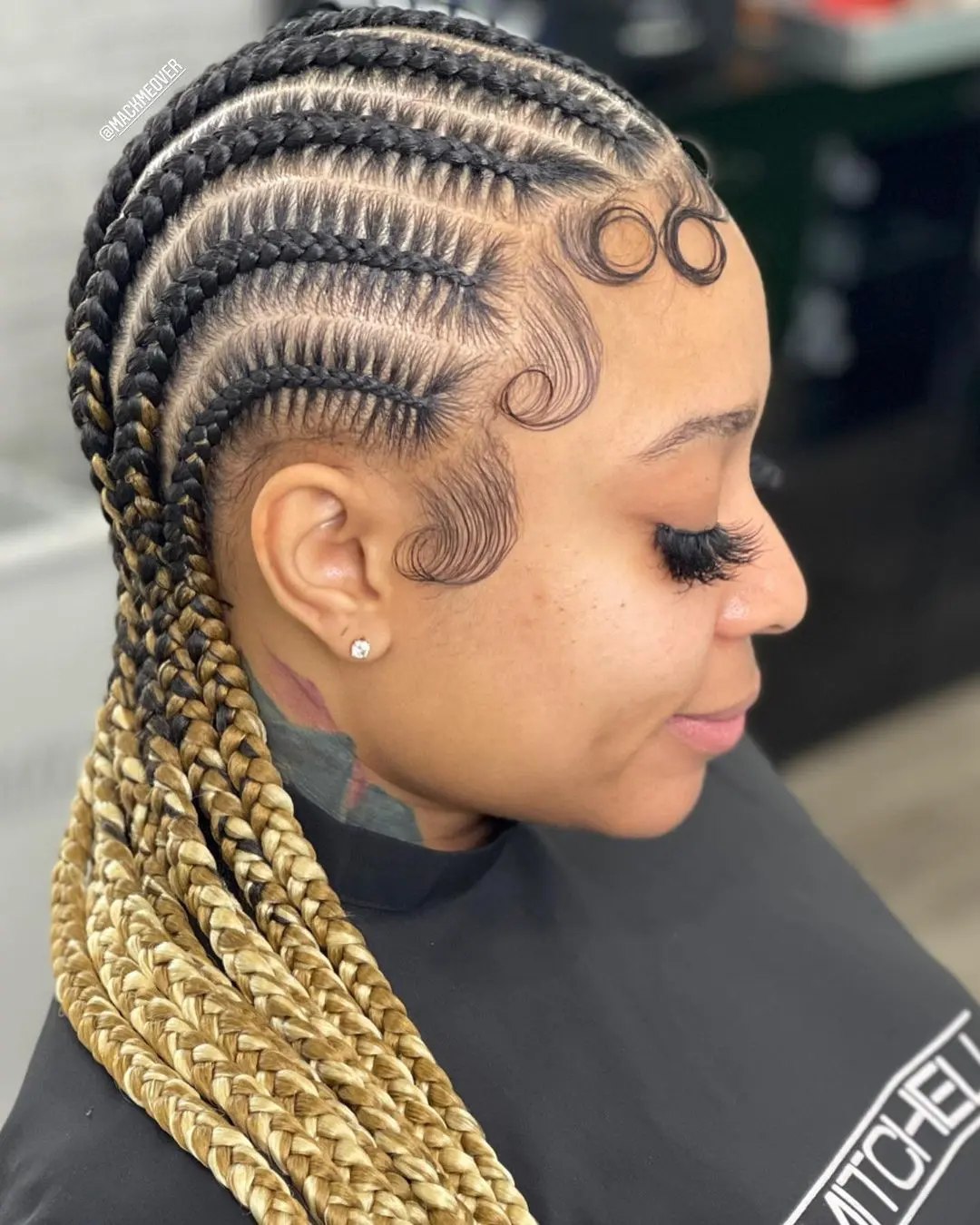 Honey Ombre Stitch Braids with Sculpted Edges