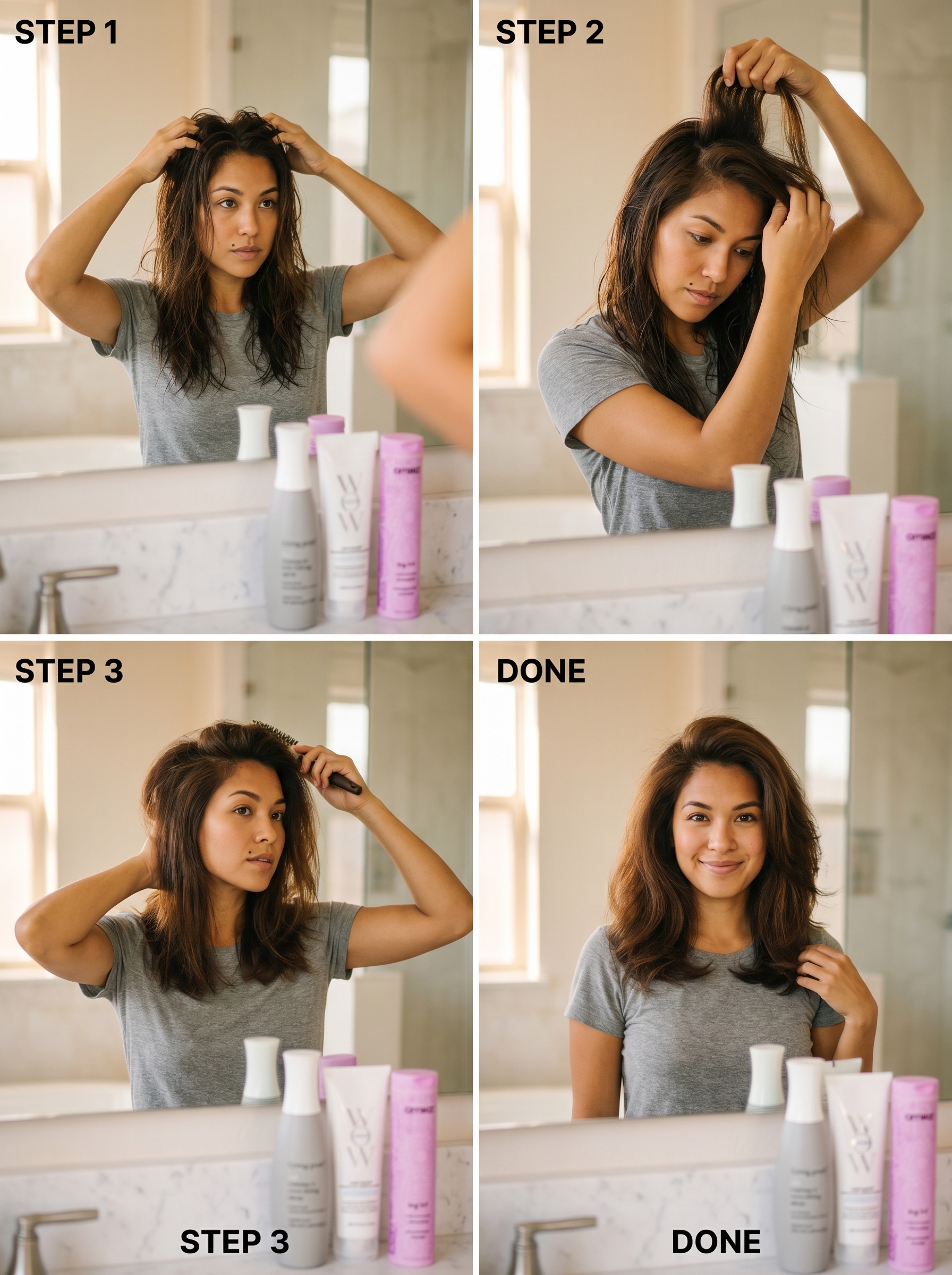 Invisible layering for airy volume, a light and voluminous summer hairstyle for hot weather, suitable for everyday or resort, enhancing natural hair color.