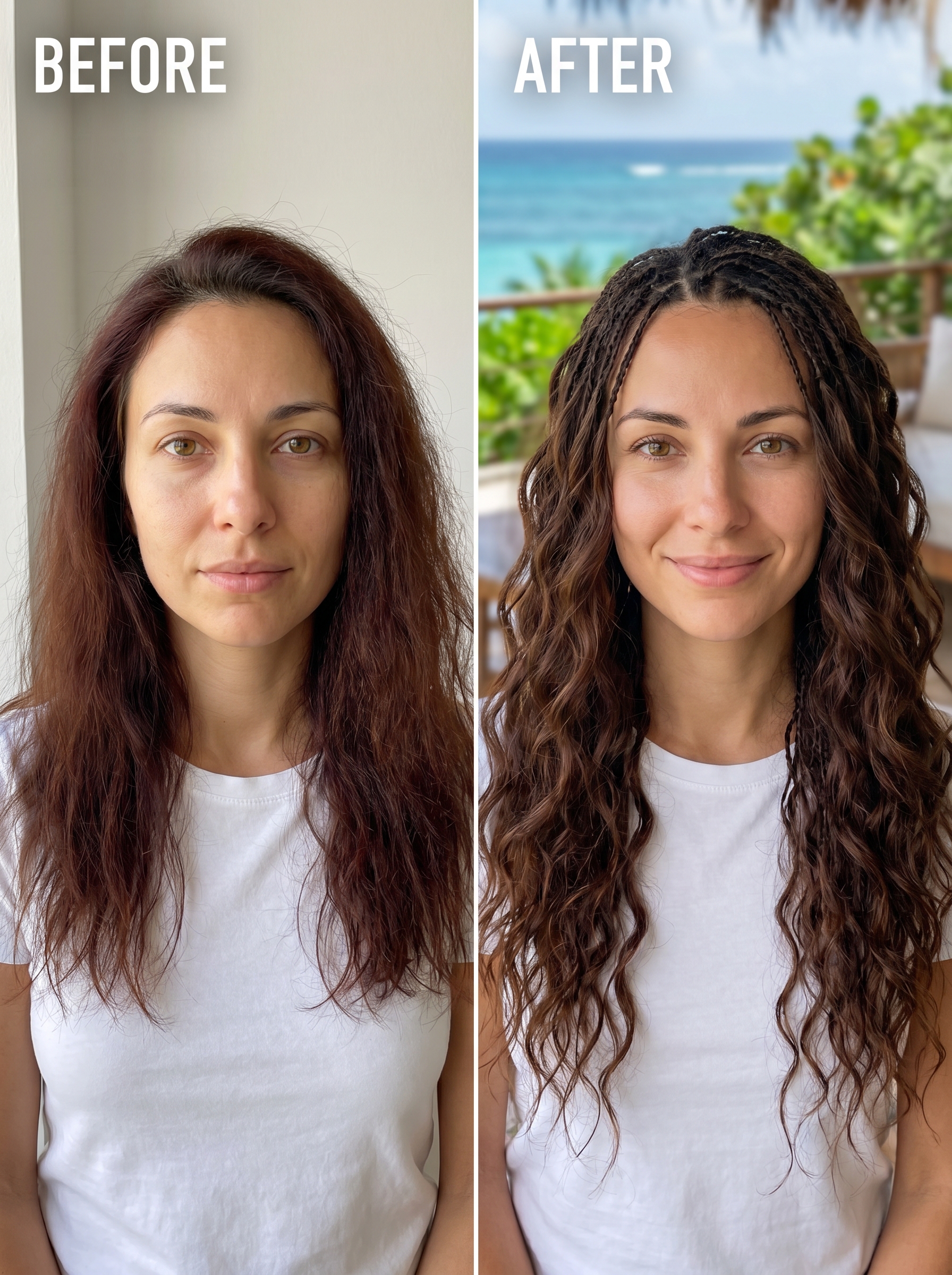 Bohemian micro-braiding accents adding texture to natural hair, a perfect option for summer hairstyles hot weather, suitable for beach and resort occasions.