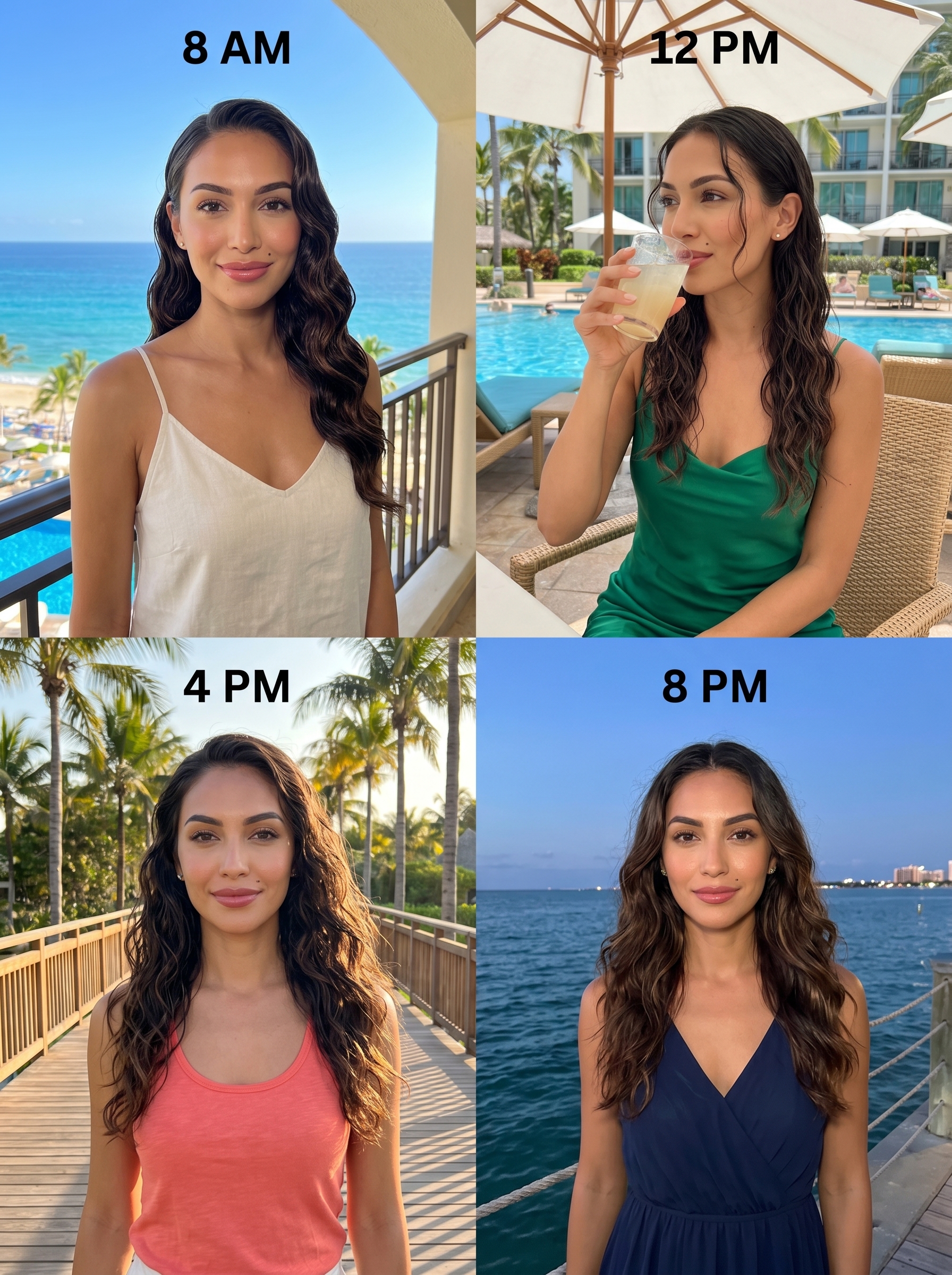 Glamorous wet-look mermaid waves, a high-fashion choice for summer hairstyles hot weather, perfect for beach, resort, or an evening event.