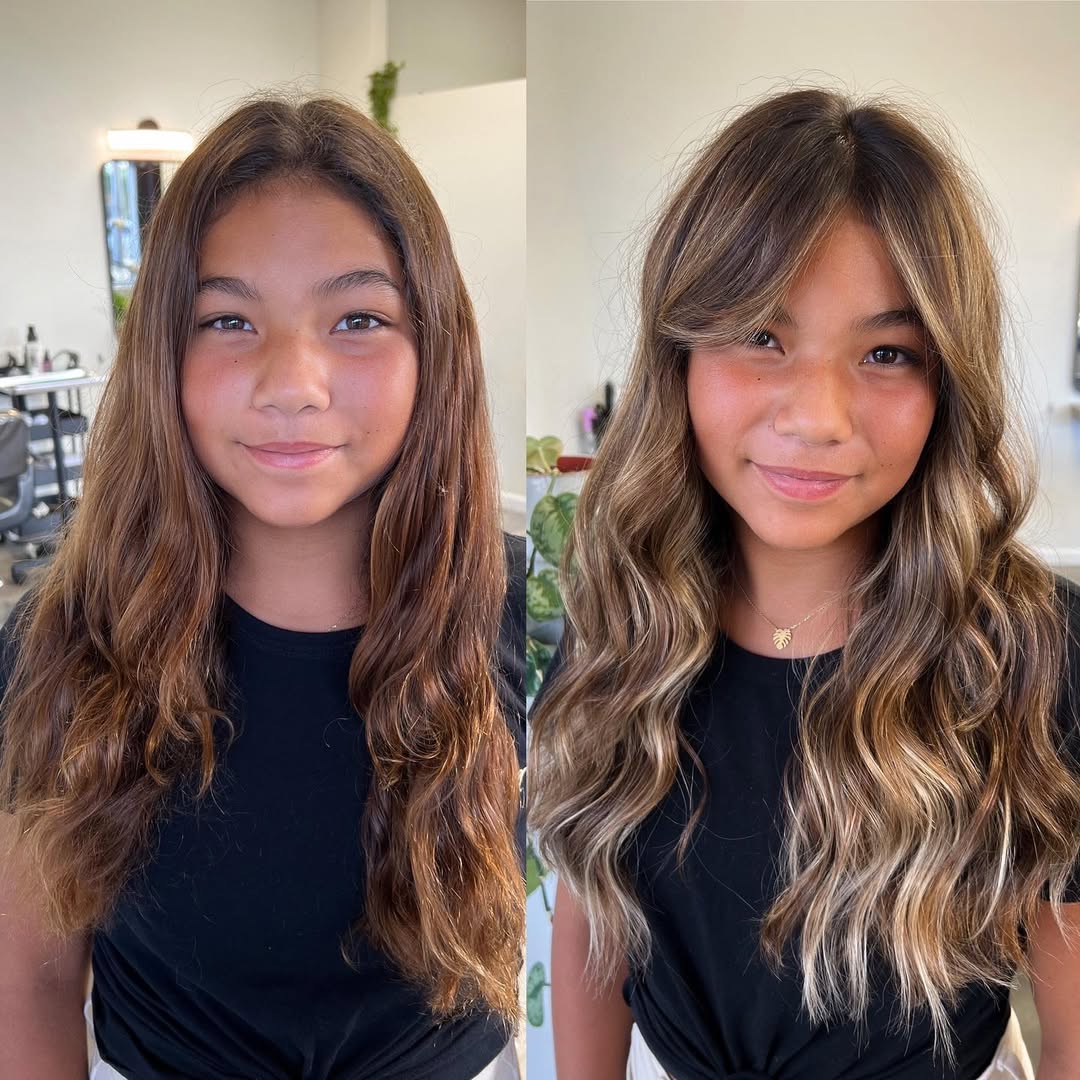 Effortless Beach Waves | Teen Hairstyles Summer 2026 A teen girl with long blonde hair styled in loose beach waves, perfect for teen hairstyles summer 2026. She wears a floral sundress, enjoying a sunny outdoor picnic.