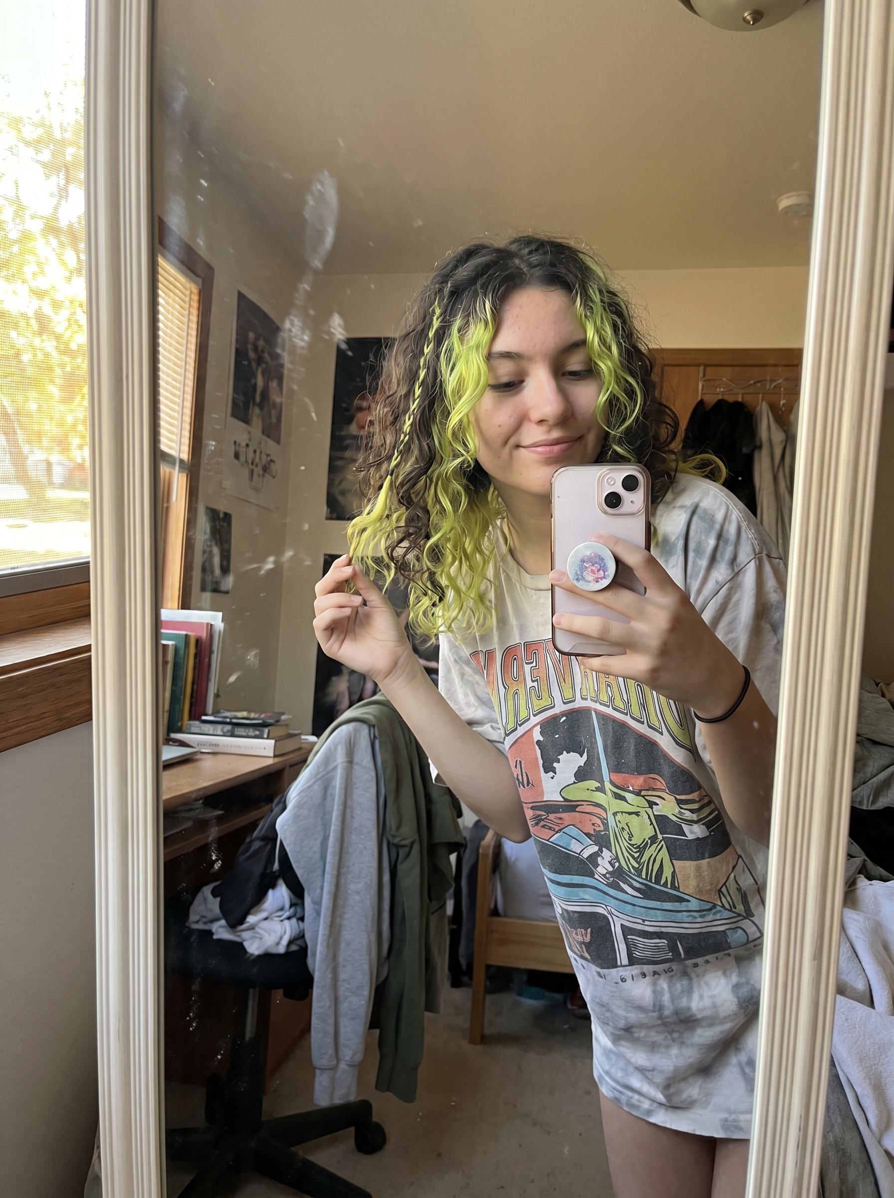 Cyber-Lime Streaks & Invisible Braiding: Teen Hairstyles Summer 2026 Bold and futuristic Cyber-Lime Streaks with Invisible Braiding, a striking teen hairstyles summer 2026 choice, featuring neon green direct dye on dark natural hair for parties or social media.