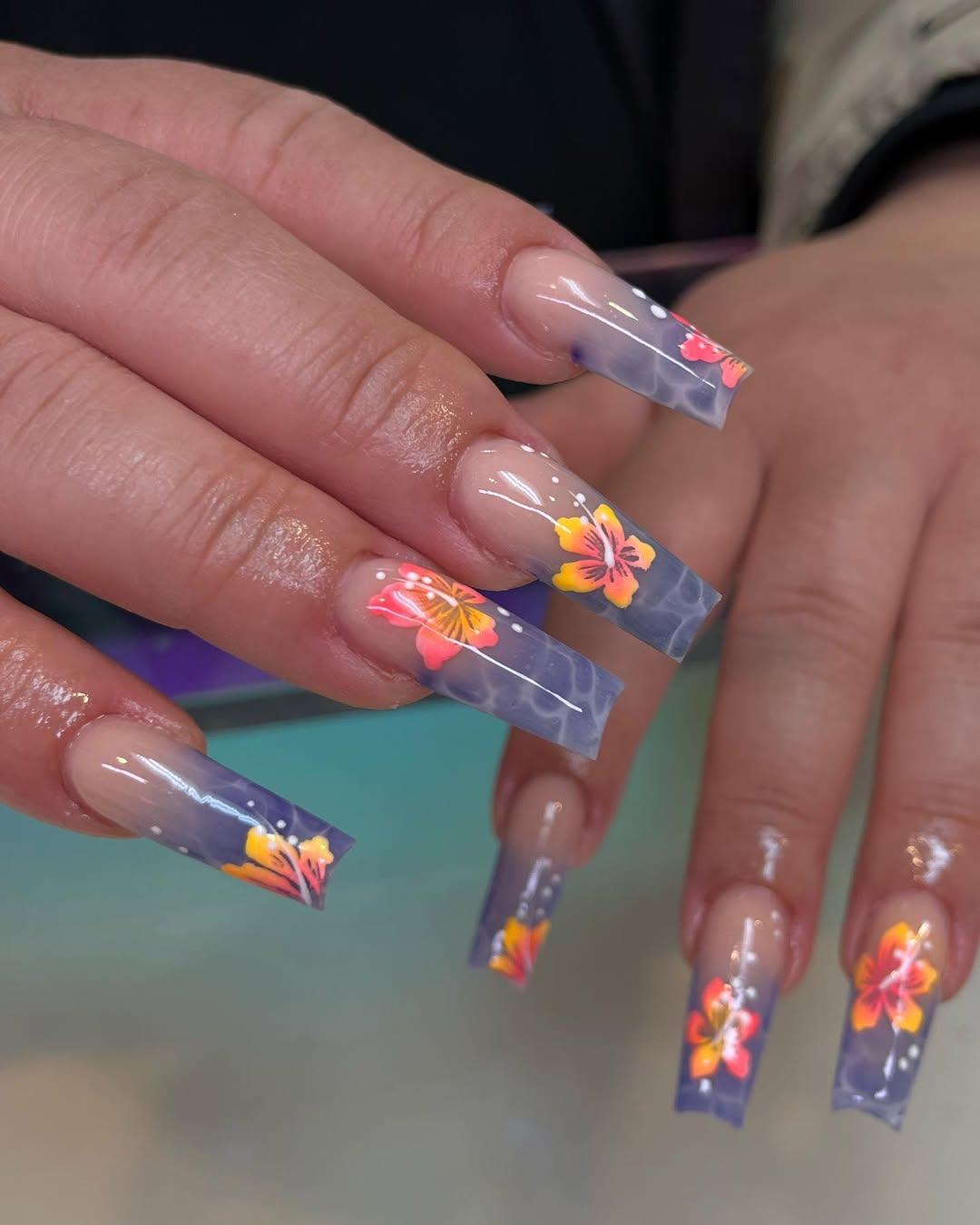 Tropical Hawaiian Floral Coffin Tips