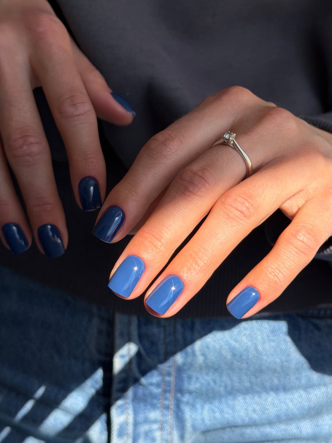 Vibrant Cobalt Blue Short Square Gel Nails