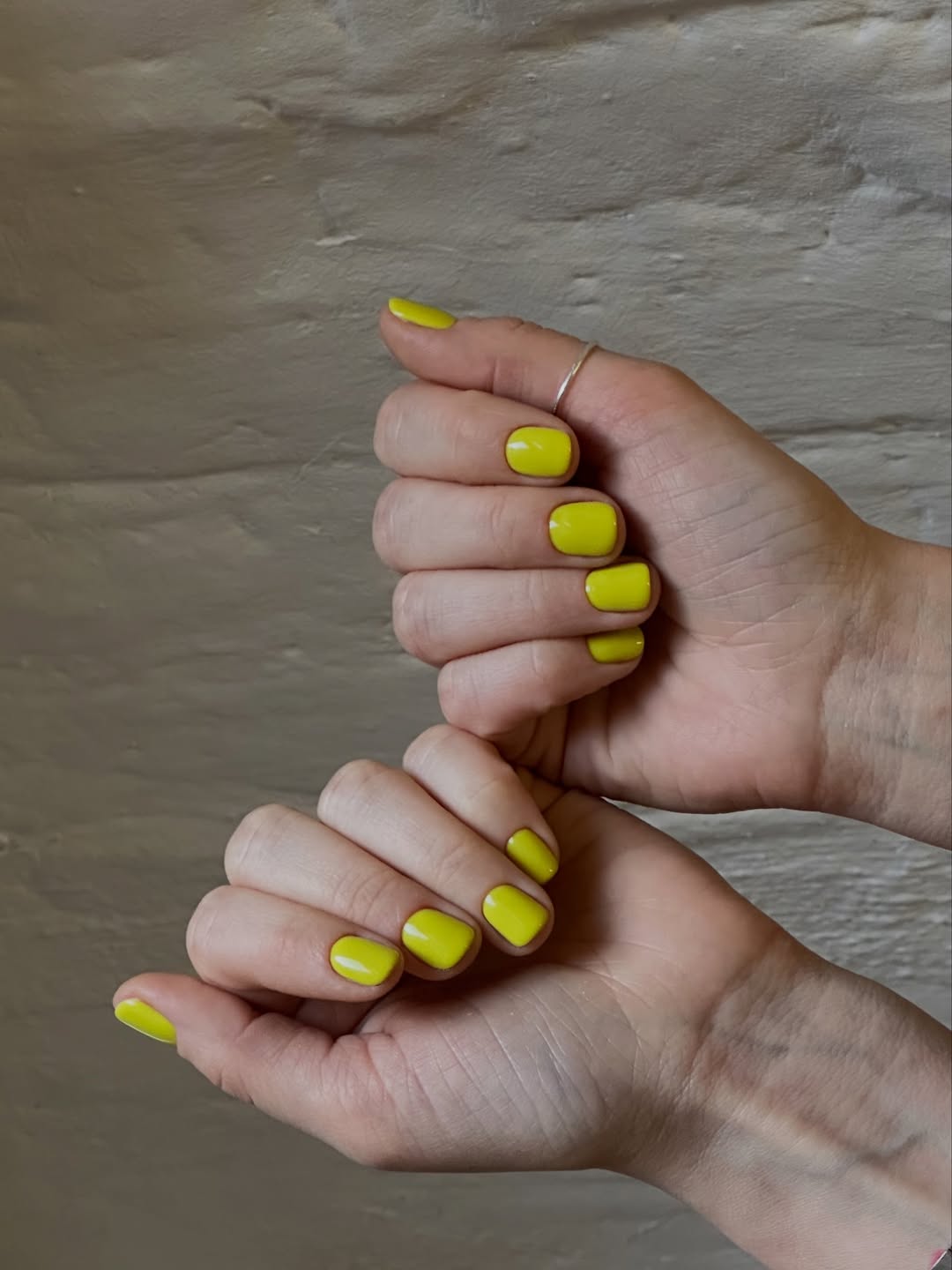 Vibrant Neon Yellow Glossy Short Squoval Nails