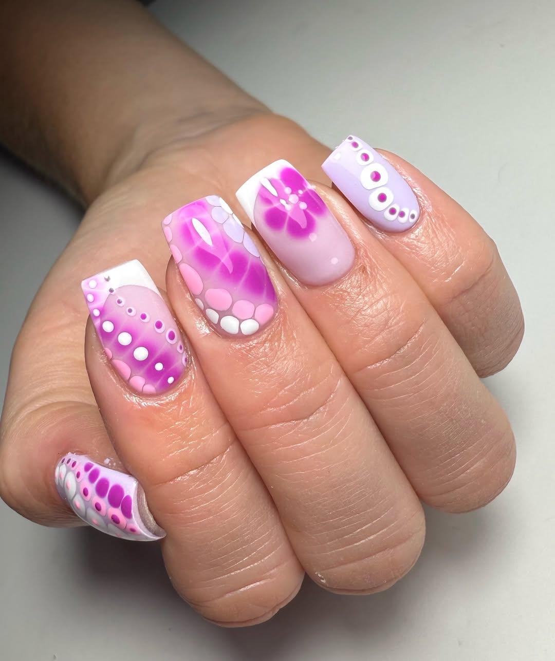 Vibrant Purple Swirls With Playful Dot Art