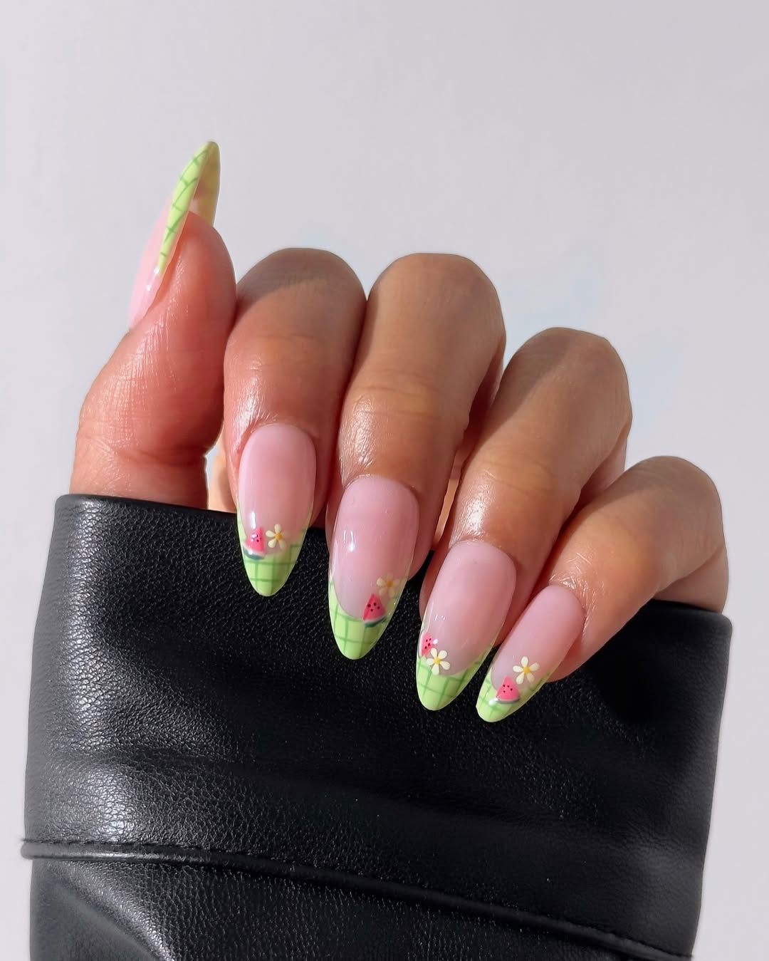 Watermelon Gingham French Tips