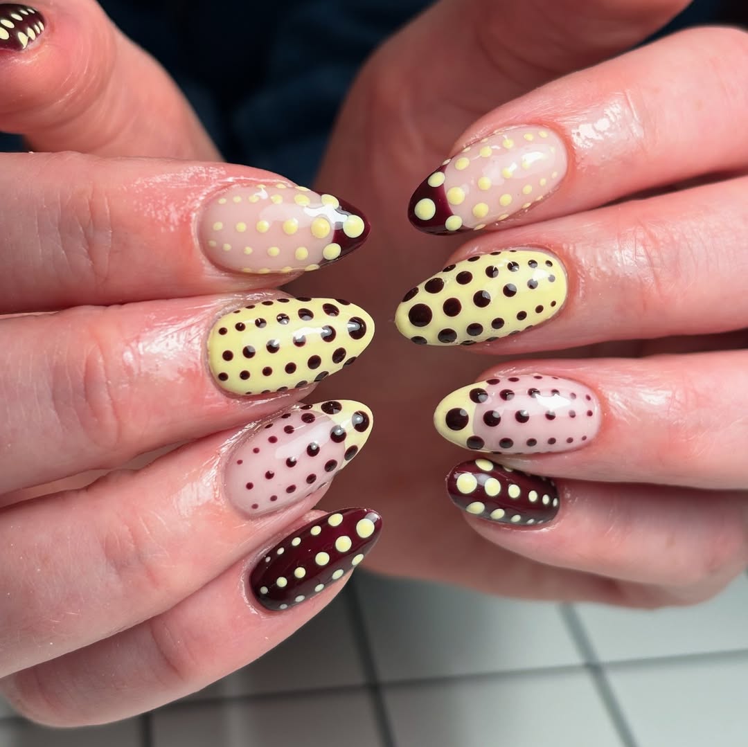 Whimsical Dots Mix & Match Almond Nails