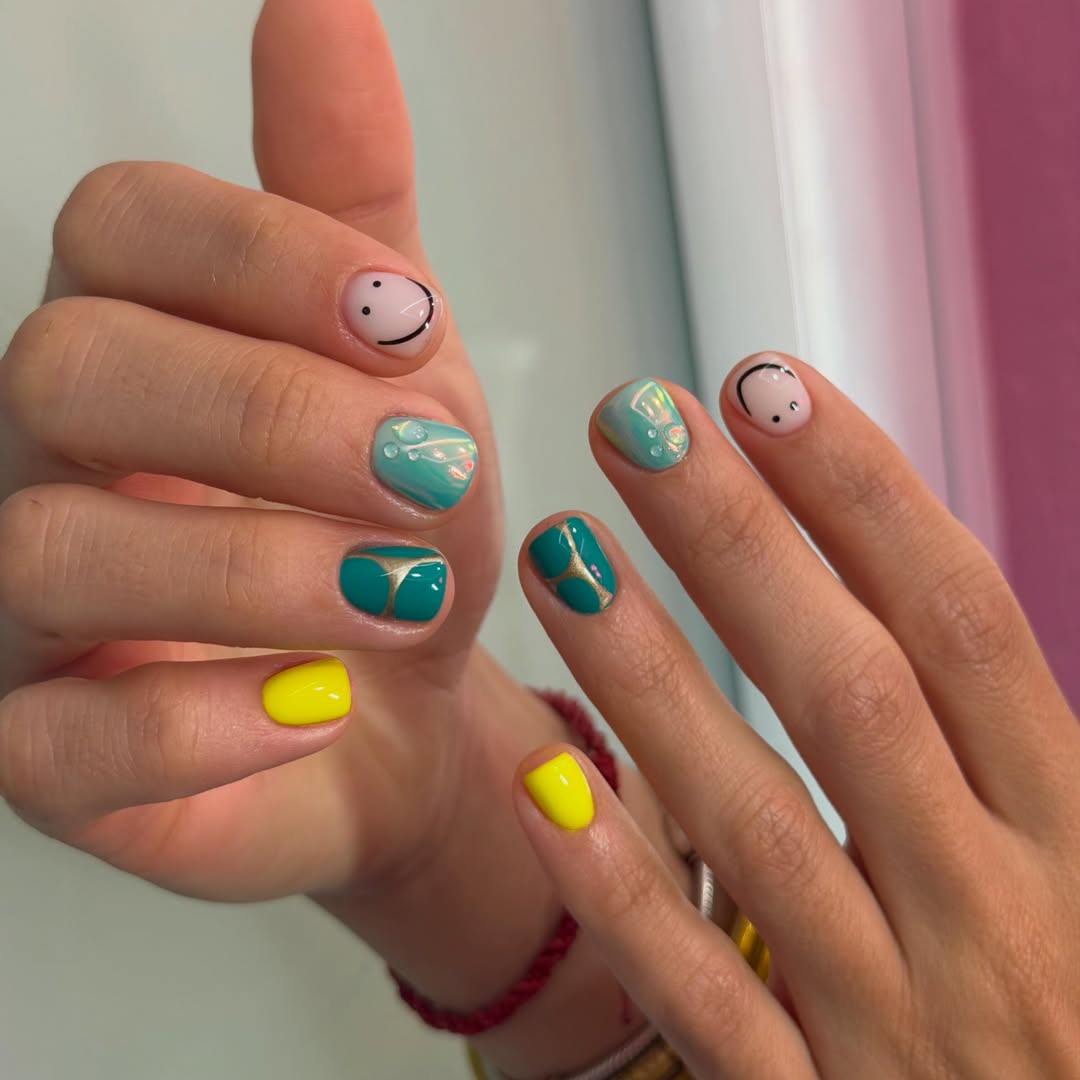 Whimsical Summer Mix-and-Match Square Nails