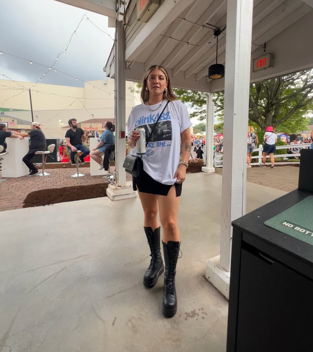 25 Concert Outfit Ideas You Need for 2026 5 Band Tee With Platform Boots Concert Look