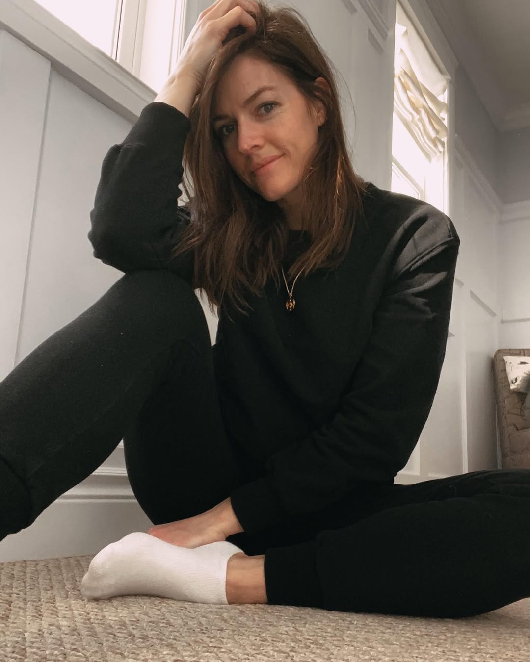 29 Work Outfits You Need for 2026 Trends 16 Black Crewneck Sweatshirt And Jogger Lounge Set