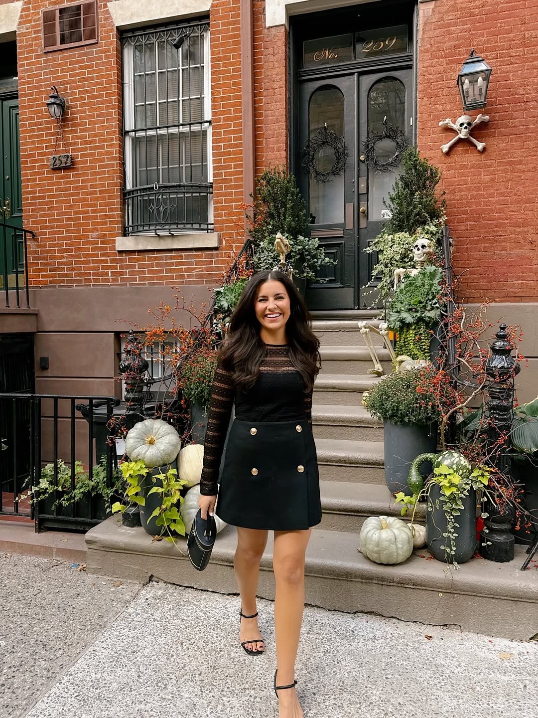 Black Lace Bodysuit And Button Skirt Night Out