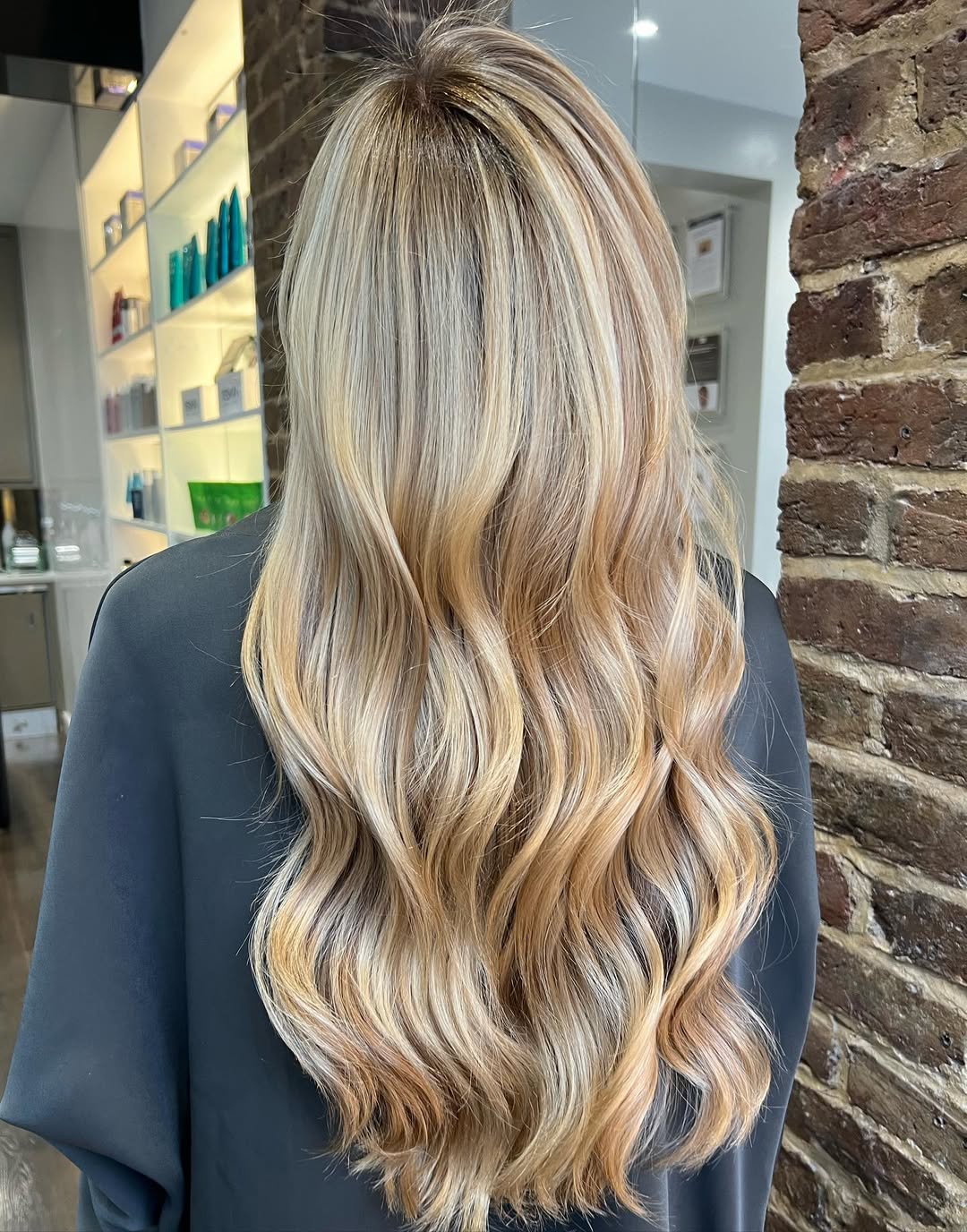 Blonde And Caramel Balayage With Seamless Waves