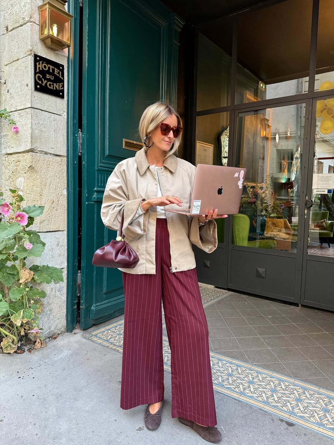 29 Work Outfits You Need for 2026 Trends 3 Bold Pinstripe Trousers With Chic Neutral Layering