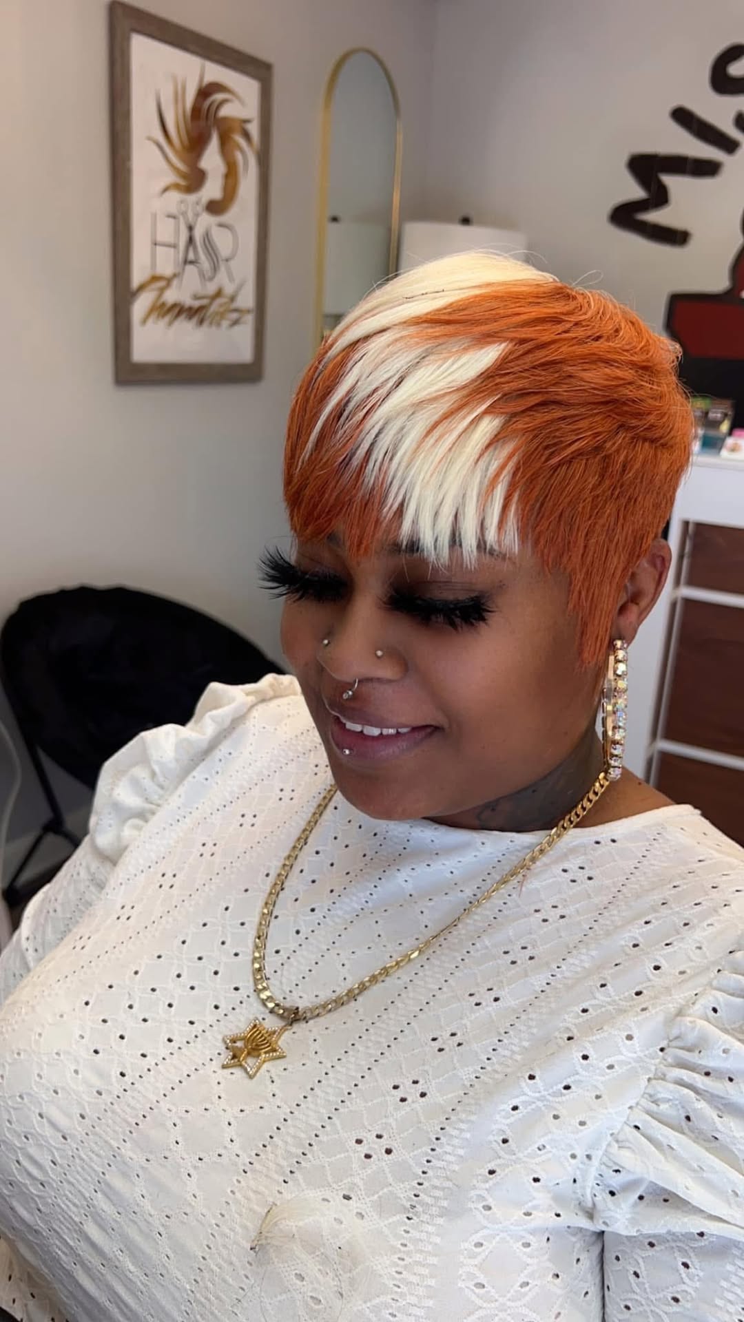 Bold Russet Pixie With Platinum Blonde Fringe