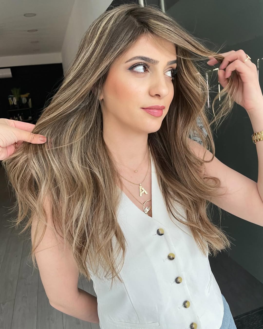 Caramel Blonde Balayage With Loose Waves