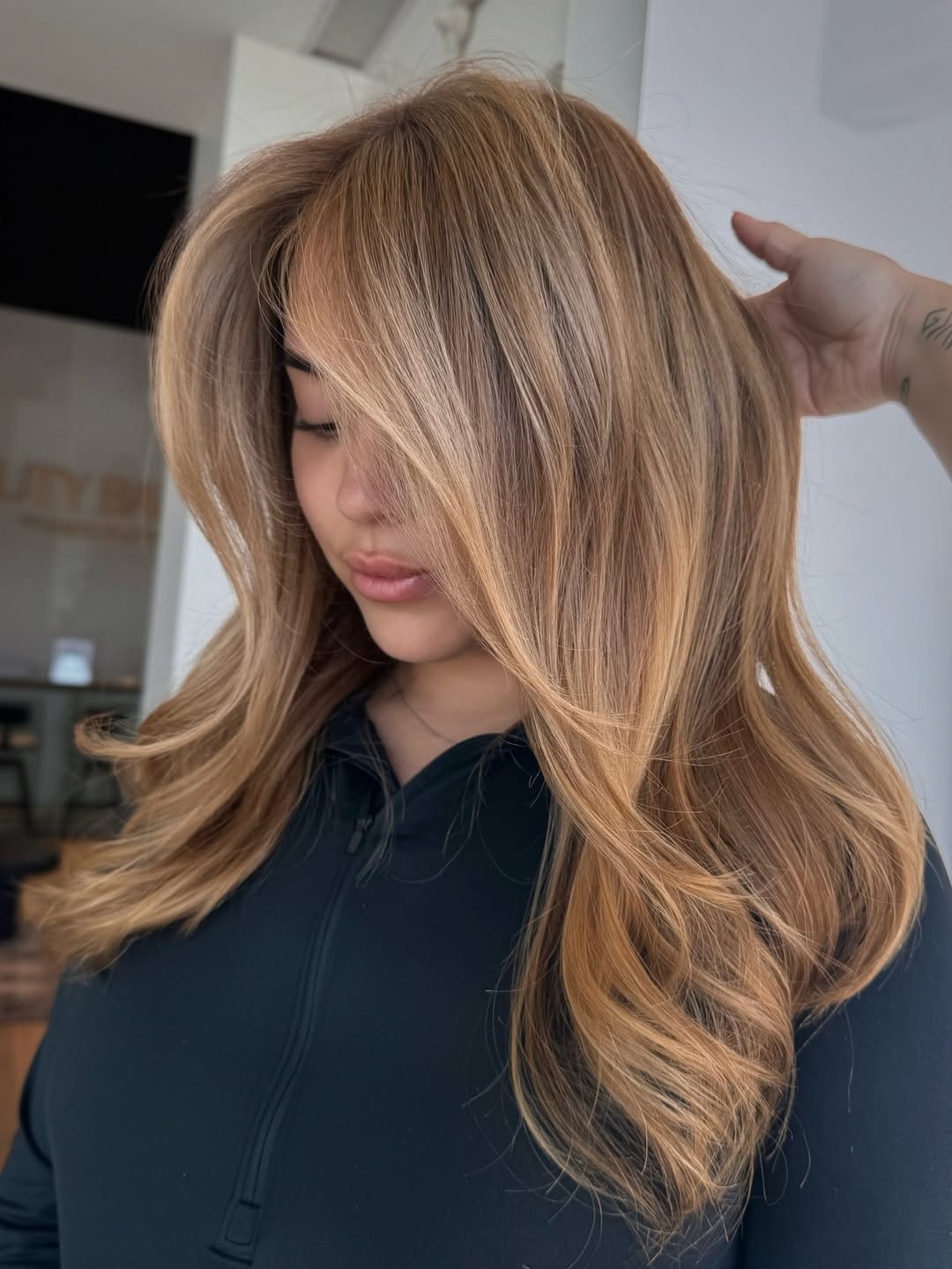 Caramel Blonde Balayage With Voluminous Blowout