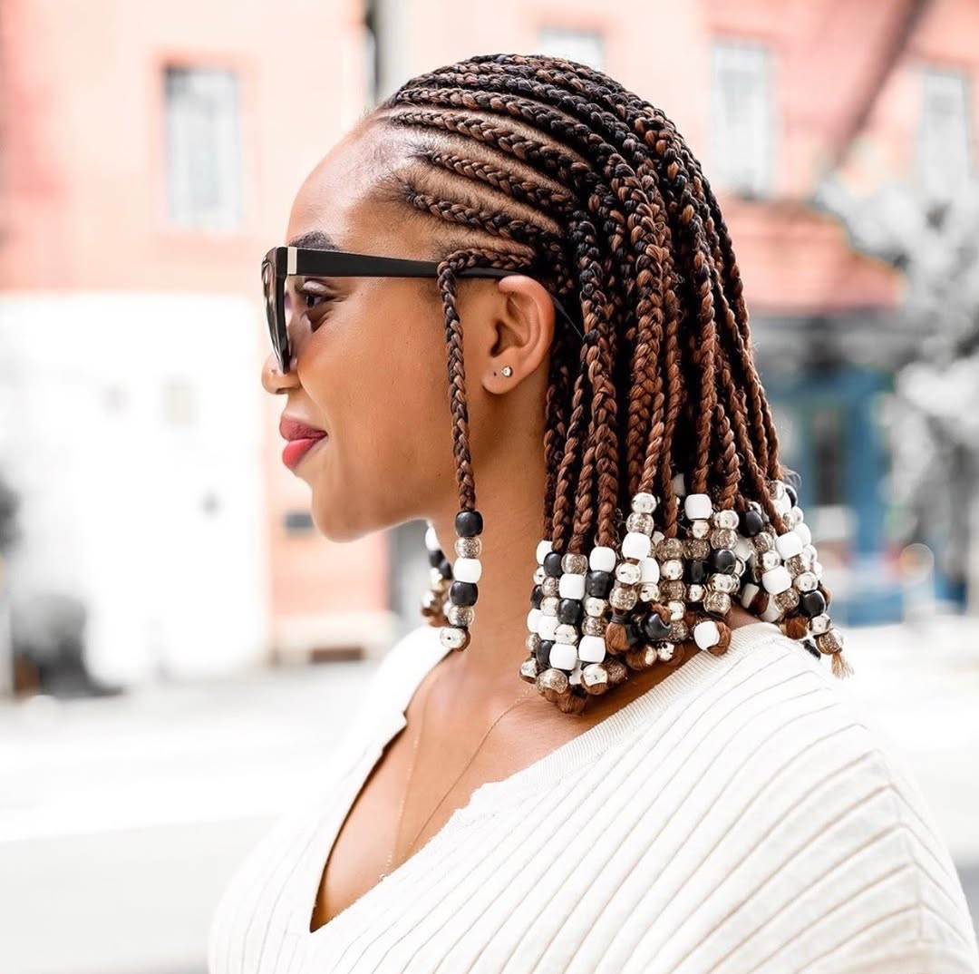 Caramel Braids With Beaded Ends