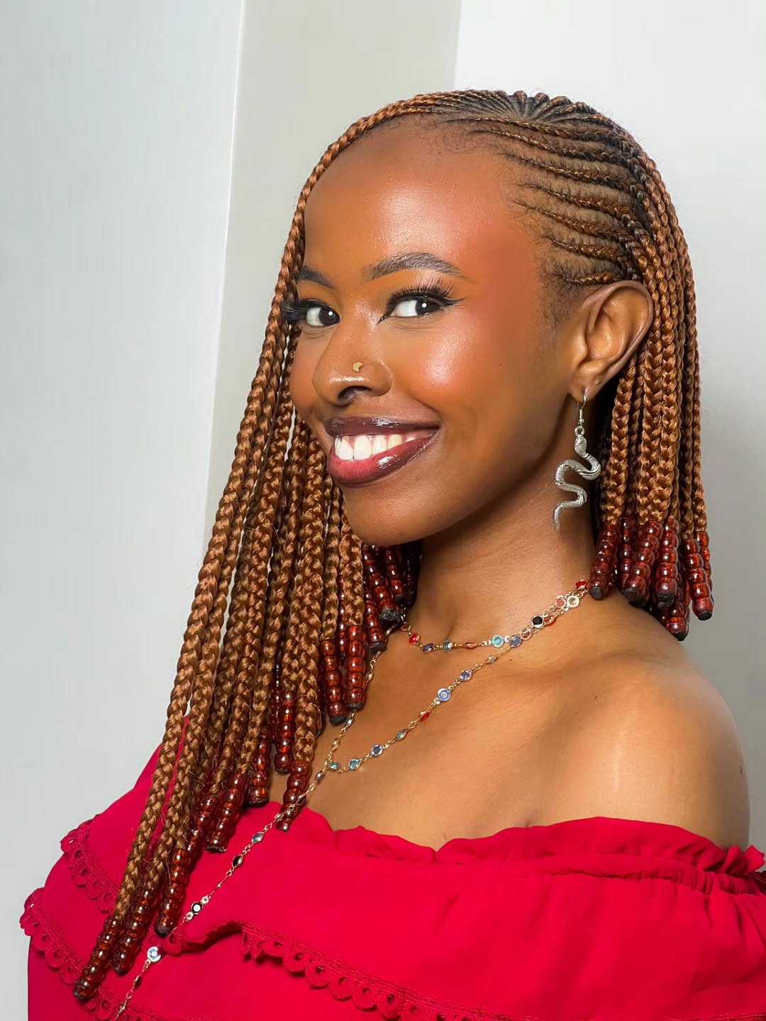 Caramel Braids With Beaded Ends