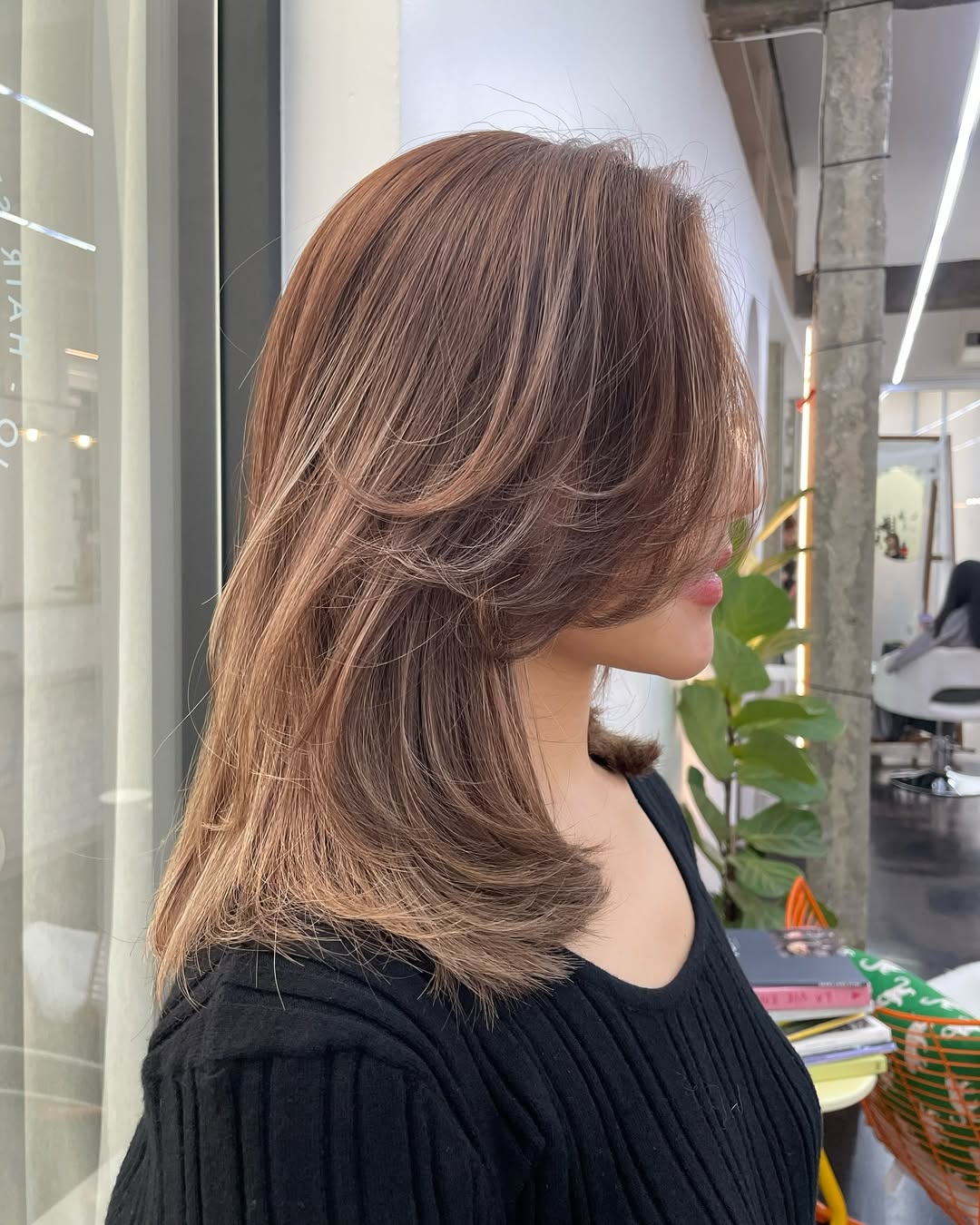 Caramel Brown Shag Layered Choppy Haircut