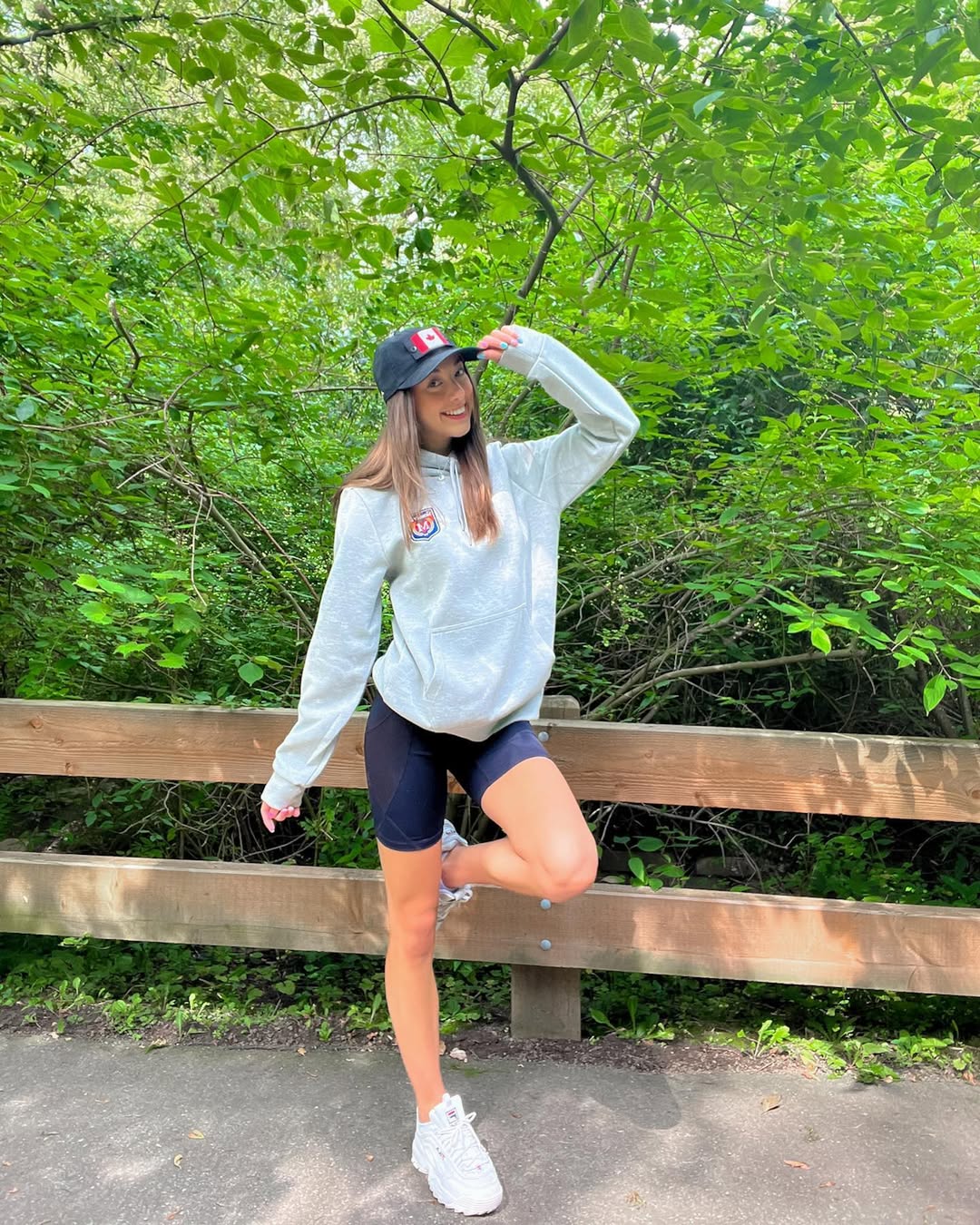 25 Early Fall Outfits You Need for 2026 17 Casual Grey Hoodie With Biker Shorts Athleisure Look